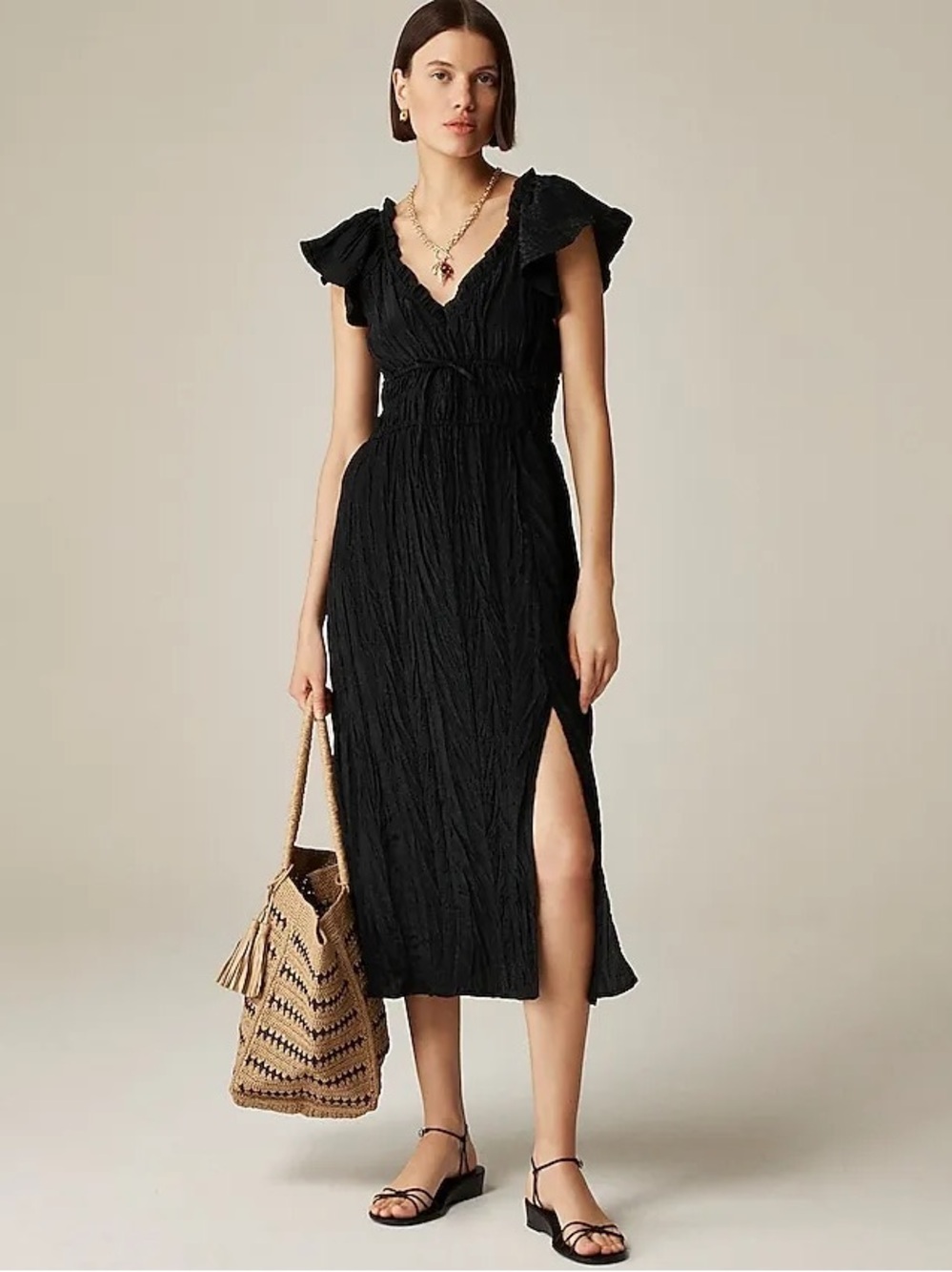 J. Crew Palermo dress in viscose-blend crinkle